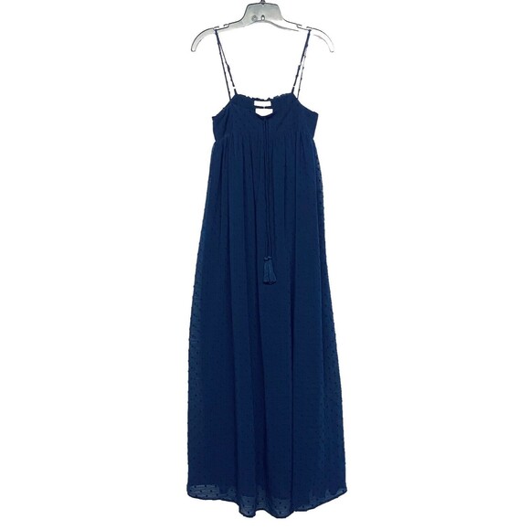 New Carole Christian Navy Lined Maxi Dress Spaghetti Strap Embroidered Dot Small - Picture 1 of 6